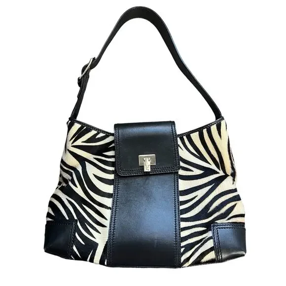 Lambertson Truex zebra shoulder bag purse calf hair Y2K designer - Picture 1 of 15